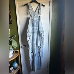 Rsq Distressed Denim Overalls